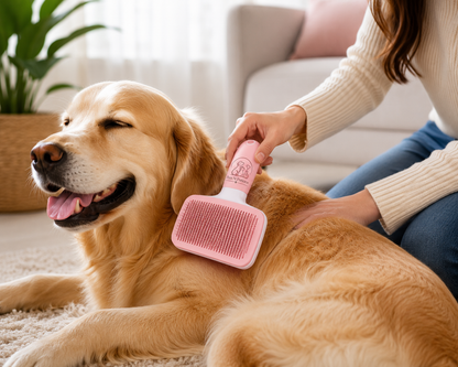 Pets N Potions Self-Cleaning Slicker Grooming Brush for Dogs and Cats – Pink (1)