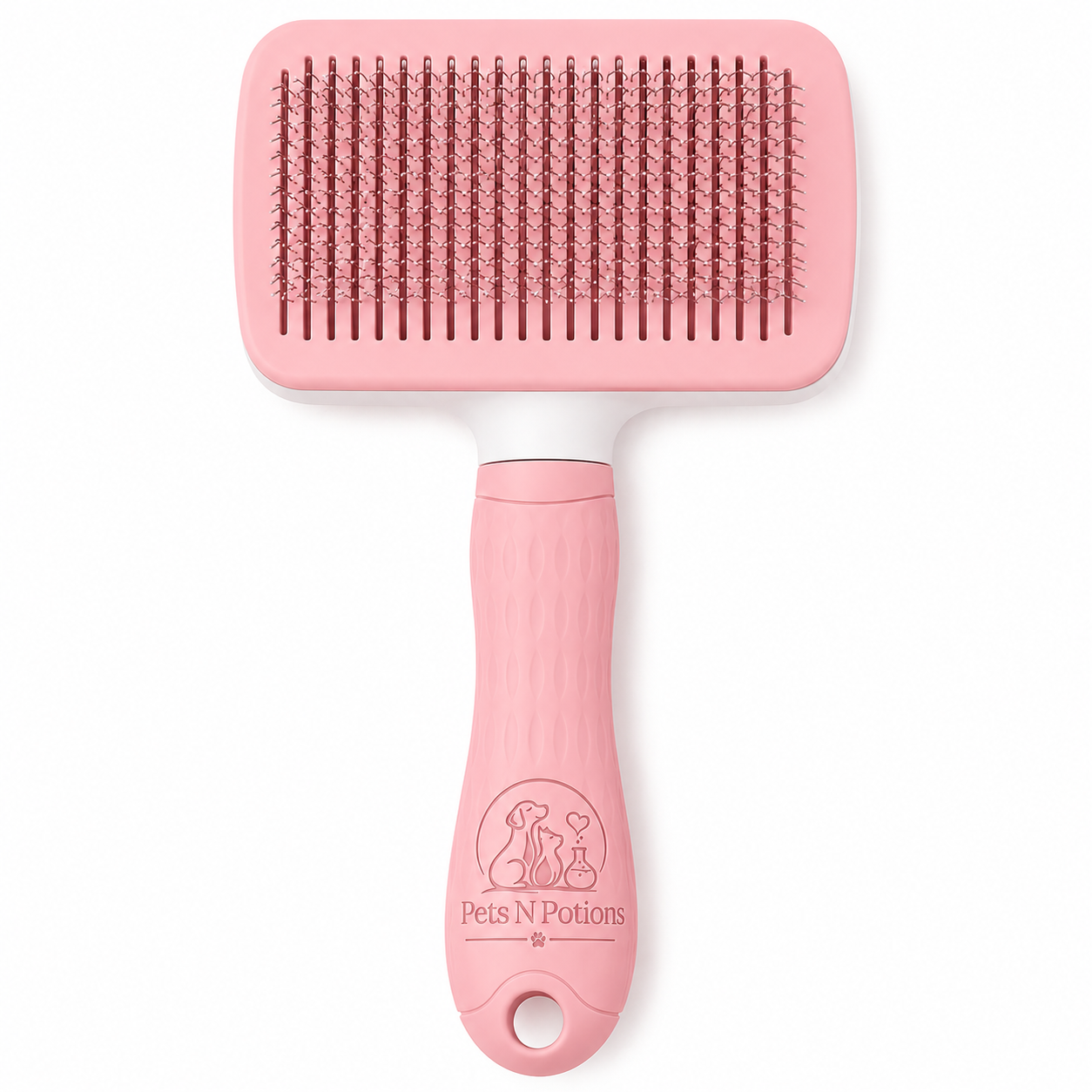 Pets N Potions Self-Cleaning Slicker Grooming Brush for Dogs and Cats – Pink (2)
