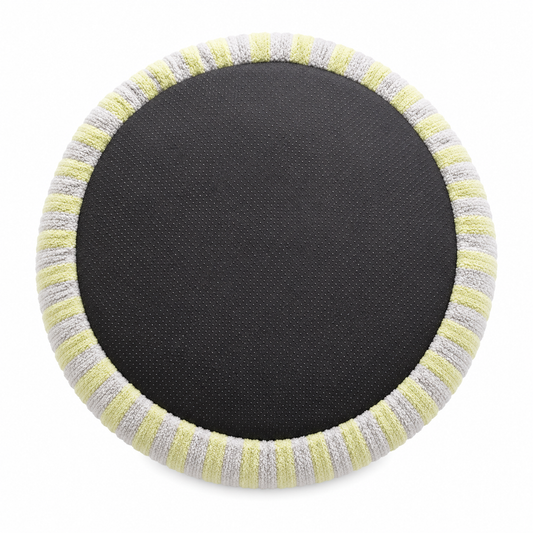 Pets N Potions Round Plush Calming Dog Bed – Soft Washable Pet Bed – Yellow and Grey (1)
