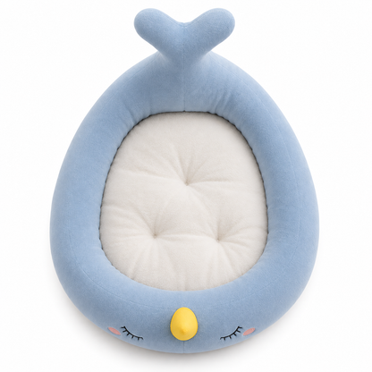 Pets N Potions Whale Shaped Plush Cat Bed – Soft Calming Kitten and Cat Bed – Blue (2)