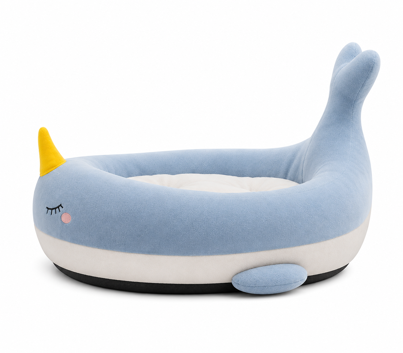 Pets N Potions Whale Shaped Plush Cat Bed – Soft Calming Kitten and Cat Bed – Blue (5)