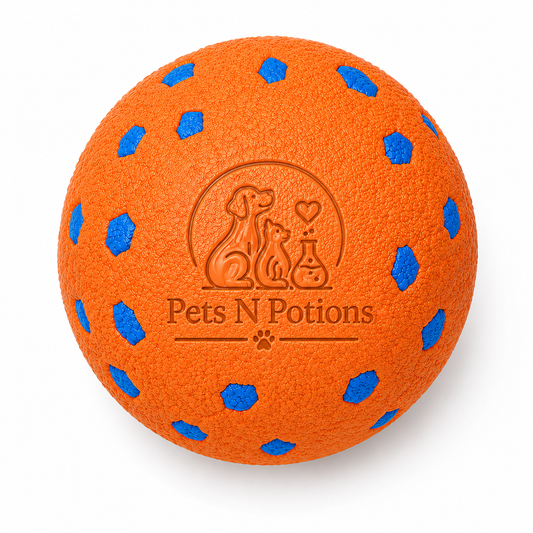Pets N Potions Natural Rubber Dog Ball Toy – Interactive Chew and Fetch Ball – Orange (3)