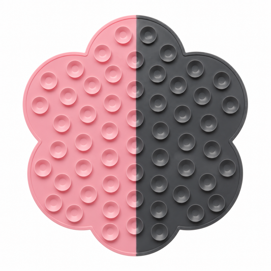 Pets N Potions Silicone Slow Feeder Lick Mat for Dogs – Non-Slip Interactive Treat Mat – Pink and Grey (1)