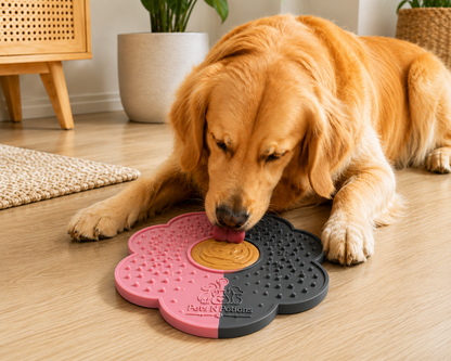 Pets N Potions Silicone Slow Feeder Lick Mat for Dogs – Non-Slip Interactive Treat Mat – Pink and Grey (8)