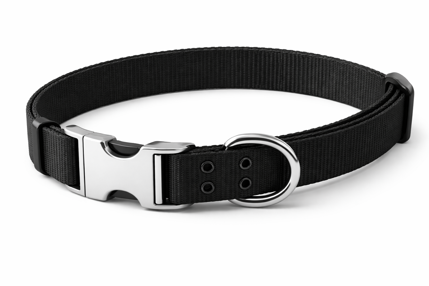 Adjustable Dog Collar – Nylon Collar with Metal Buckle & D-Ring