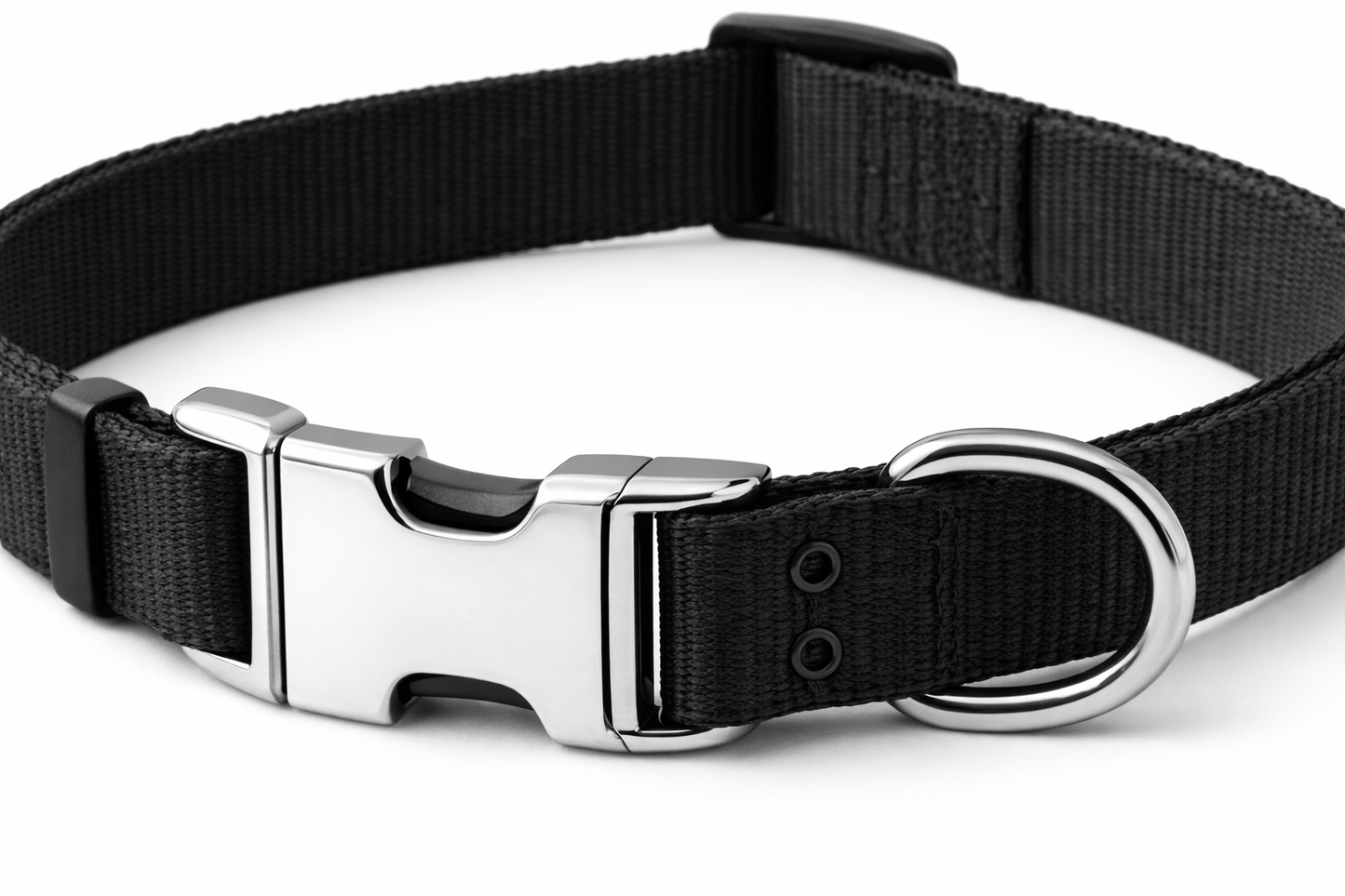 Adjustable Dog Collar – Nylon Collar with Metal Buckle & D-Ring