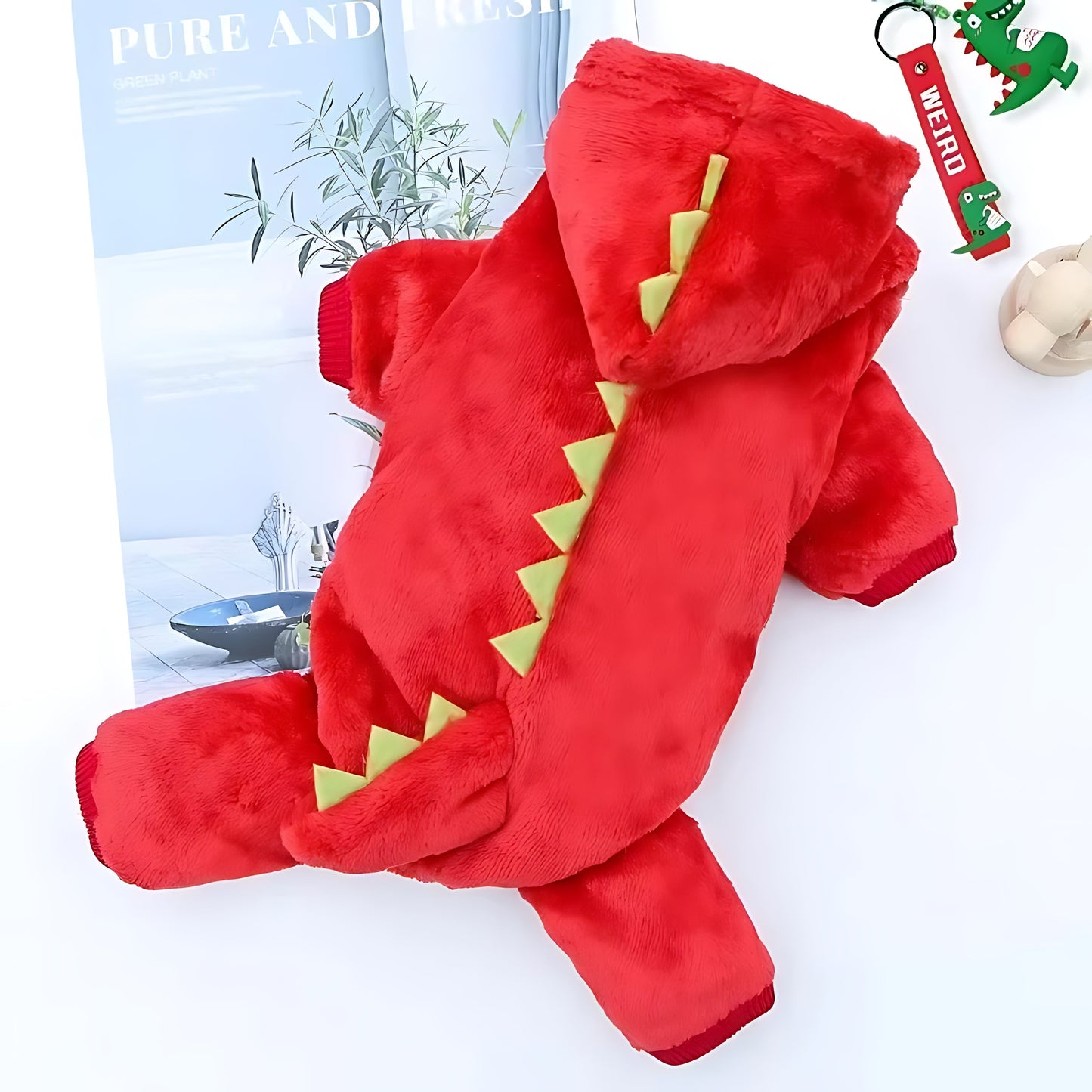 Dinosaur Style Dog Hoodie – Warm Fleece Winter Jacket for Small Dogs