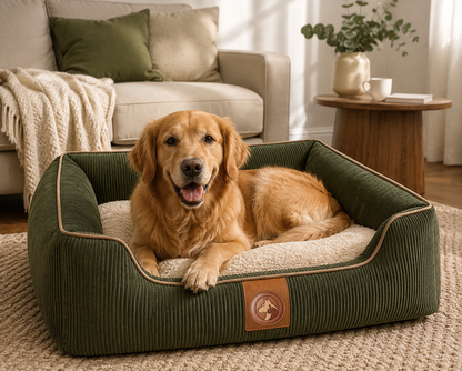 Corduroy Orthopedic Pet Sofa Bed with Plush Bolsters