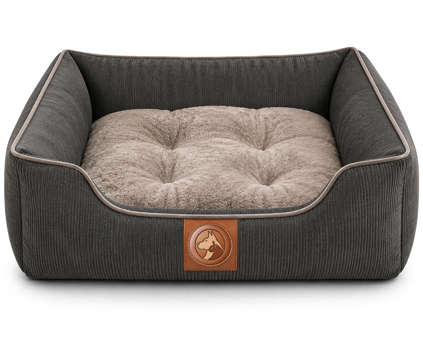 Corduroy Orthopedic Pet Sofa Bed – Plush Raised Sides