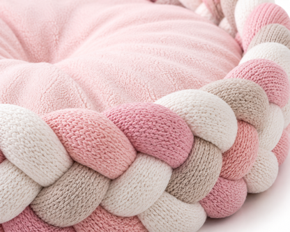 Braided Plush Round Pet Bed – Soft Nesting Cushion