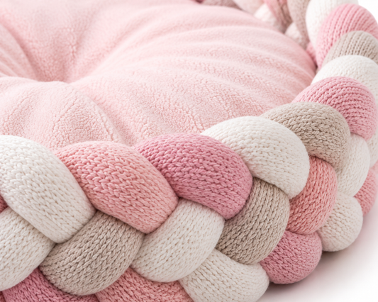 Braided Plush Round Pet Bed – Soft Nesting Cushion