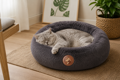 Calming Plush Donut Pet Bed – Ultra Soft Round Nest